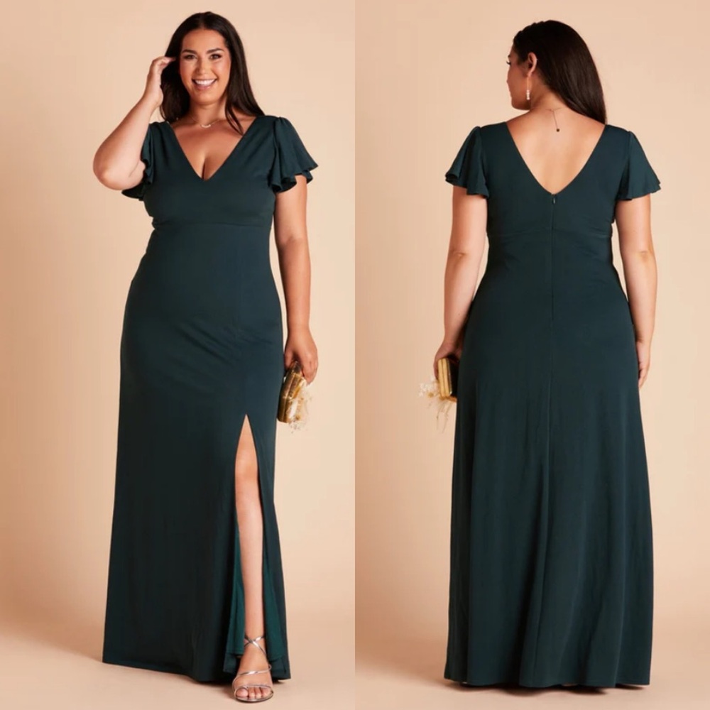 NWT Birdy Grey Emerald Hannah Crepe Flutter Sleeve Dress Bridesmaid Plus Size 2X